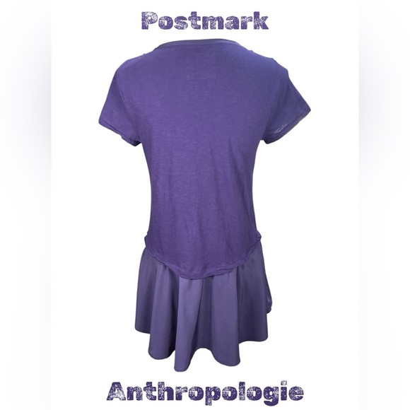 Anthropologie | Postmark | Purple High Low Peplum Short Sleeve Tee - Picture 3 of 8